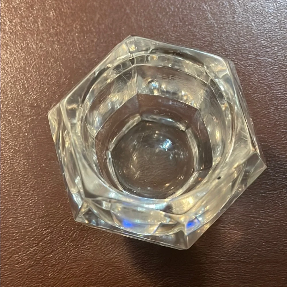Heavy Faceted Clear Glass Candle Holder